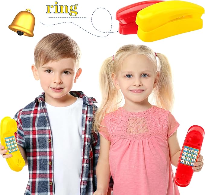 2 Pack Swingset Phone Toys Playground Swing Set Telephone Plastic Pretend Play Telephone with Numeric Key for Kids Outdoor Playground Treehouse Accessories (Yellow, Red)