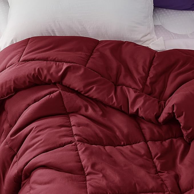 Bedsure Comforter Duvet Insert - Quilted Comforters Twin Size, All Season Duvet, GentleSoft Down Alternative Bedding Blanket, with 8 Tabs, Gifts for Women/Men, Red, Twin 88 x 68 Inches