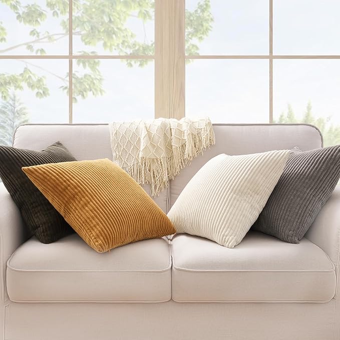 Topfinel Decorative Brown Throw Pillow Covers Cushion Cases, Set of 4 Soft Velvet Modern Double-Sided Designs, Rustic Home Decor, Pillow Inserts Not Included (16x16 inch)