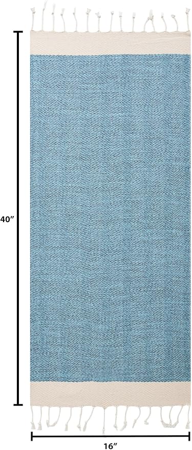 BAY LAUREL Turkish Hand Towel – Pack of 2 | Soft & Absorbent Decorative Towels for Bathroom, Hand, Face, Hair, Gym, Yoga, SPA, Kitchen & Tea (Turquoise, Herringbone 16x40 Inches (Set of 2)