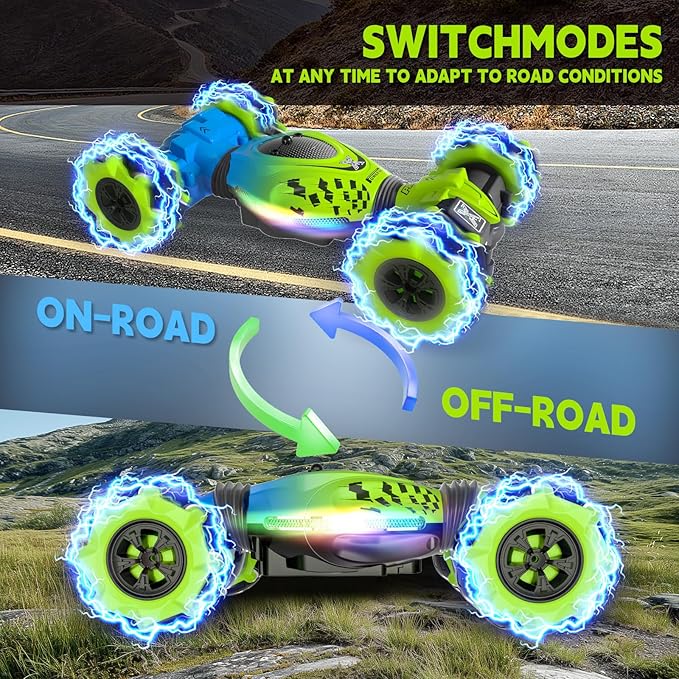 Remote Control Car - RC Drift Car for Boys Age 8-12, Gesture Sensing RC Stunt Cars 4WD Hot Wheels Cars Toy for Kids 4 5 6 7 8 9 10 Year Old Boy Birthday (Green)