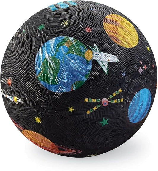 Crocodile Creek Playground Ball - Durable Rubber Ball for Kids Ages 3 and Up - Bouncy Inflatable Ball for Kickball, Indoor Games, and Outdoor Sports - PVC-Free - Space Exploration - 7-inch Diameter