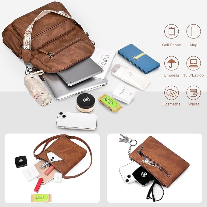 Backpack Purse for Women, Pu Leather Designer Travel Backpack, Fashion Work Ladies Shoulder Bag Handbag