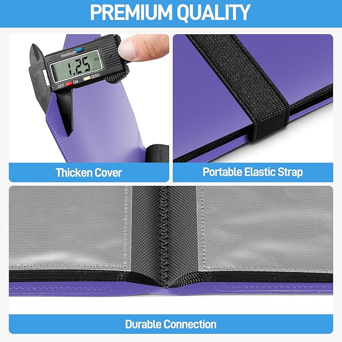 Card Binder, Upgraded 4 Pockets Trading Card Binder for Cards, Mini Collection Card Album, 160 Pockets Mini Card Book Holder - Purple