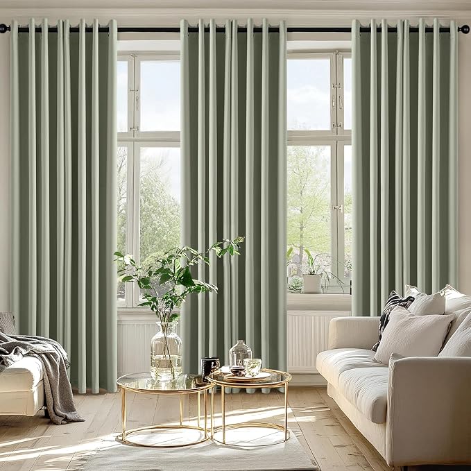 MIULEE Blackout Curtains for Bedroom 2 Panels 50 x 84 Inch Long Sage Green | Thermal Insulated, Living Room Darkening Grommet Drapes, Noise Reducing, Light Blocking Window Treatments