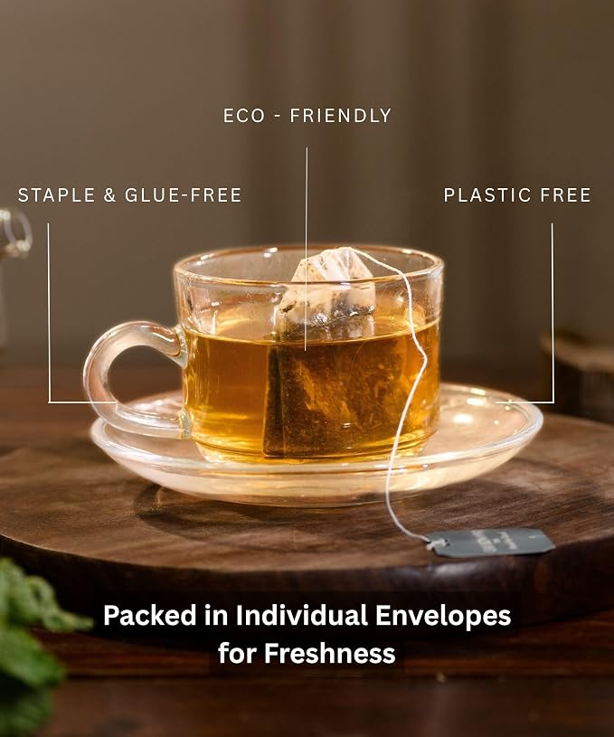 Goodwyn Pure Mint Herbal Tea 20 Tea Bags Individually Wrapped Pure Peppermint, Fresh Green Minty Flavour, Caffeine-Free Chai, Organic Tea, Plastic Free Bags