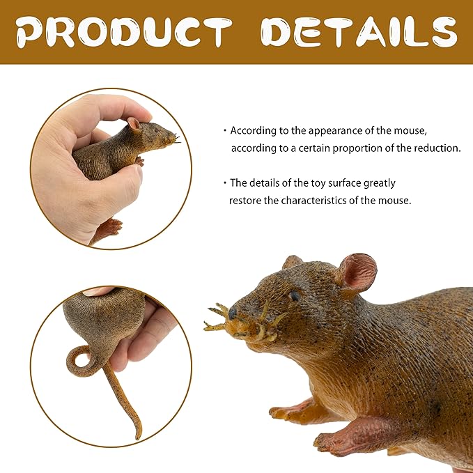 Reptile Toy with Mouse, Soft Rubber Squishy Toy, TPR Super Stretch Animal Toys for Kids, Perfect for Gifts, Party Favors, and School Projects (Mouse)