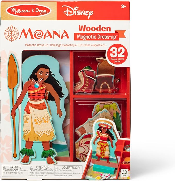 Melissa & Doug Disney Princess Moana Magnetic Dress-Up Wooden Doll Pretend Play Set (30+ pcs)