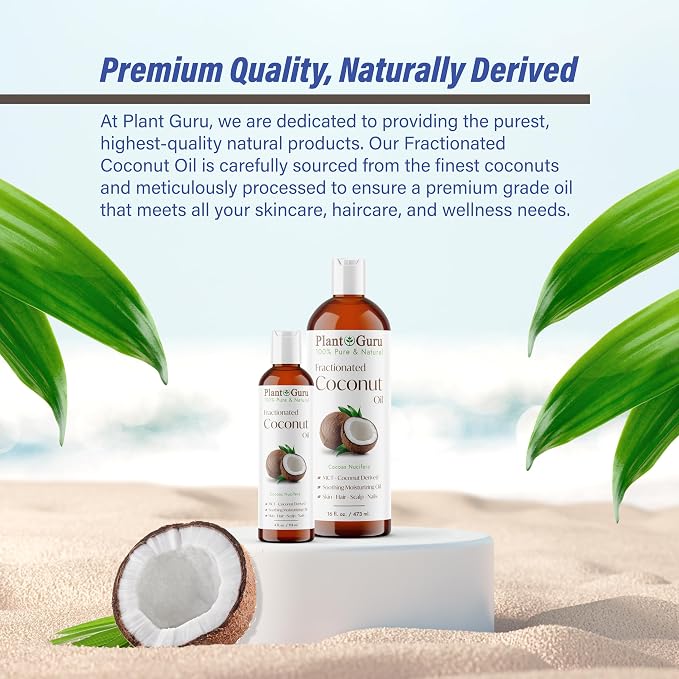 Fractionated Coconut Oil 2 fl. oz. 100% Pure MCT Natural Carrier - Skin, Face, Body, Massage and Hair Growth Moisturizer, Great for Diluting Aromatherapy Essential Oils