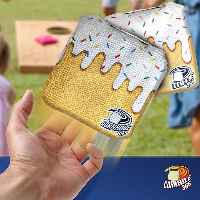 Cornhole365 - Stick & Slide - Professional Corn Hole Bag - Heavy-Duty Double-Stitched Polyester Fabric & Resin Filling for All-Weather - Versatile Regulation Size Cornhole Bean Bags - Set of 8
