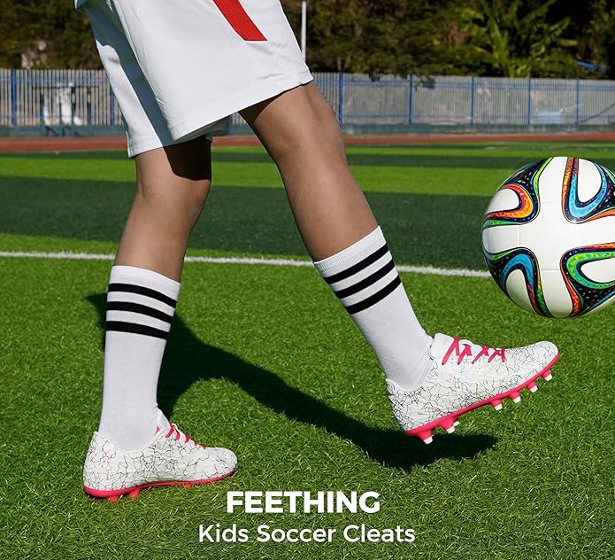 Grils Boys Soccer Cleats Youth Firm Ground FG Football Shoes Lightweight Breathable Outdoor Trainning Sport Shoes for Little/Big Kids