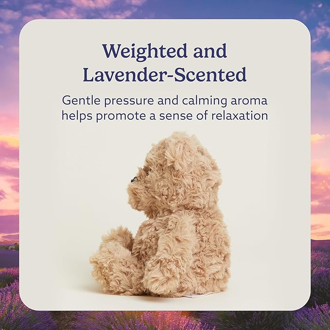 warmies Junior Microwavable & Weighted Stuffed Animals, Brown Curly Bear - Heated Stuffed Animal Plushie for Warmth & Comfort - Soft Plush Toys for Adults & Children (Boys, Girls, Babies & Toddlers)