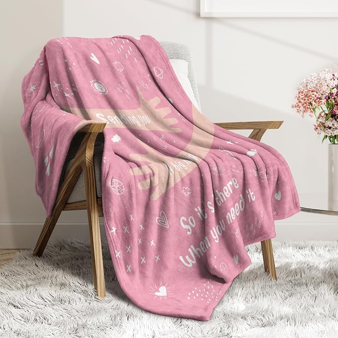 Get Well Gifts for Women, Hug/Healing Blanket | Thinking of You/Breast Cancer/Sympathy/After Surgery Gifts for Friends, Sister, Coworkers, Soft Throw Blankets 50'' x 60''