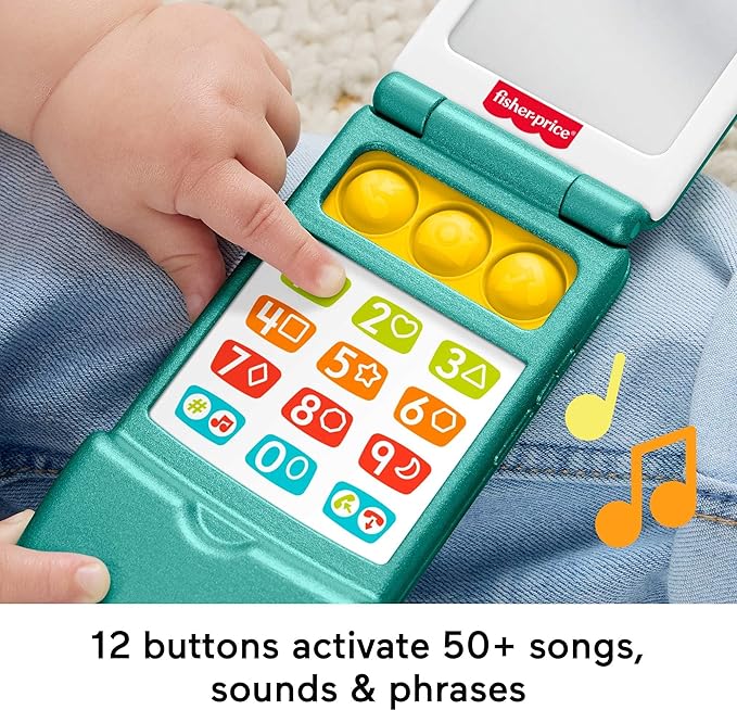 Fisher-Price Baby Toy Flip Phone Laugh & Learn Musical Learning Activity for Toddler Pretend Play Infants Ages 6+ Months