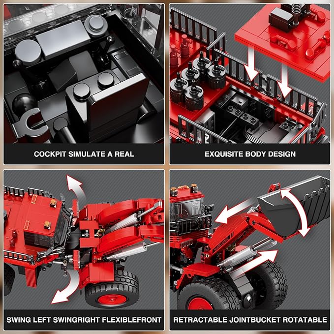 Bulldozer Building Blocks Set 22010, Engineering Vehicle Model Kit for Adults, Remote Control Excavator Toy with 4-Wheel Drive, Gifts for Kids Ages 14+, 1876 Pieces