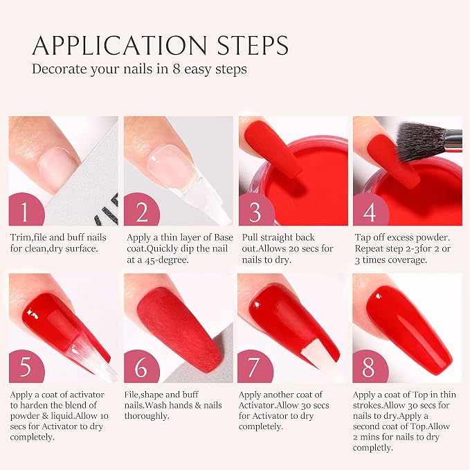 AILLSA Classic Red Dip Powder for Valentine's Day, 1 Oz | Nail Art for Starter Manicure Salon DIY at Home, Fall Winter Colors Long Lasting French Manicure
