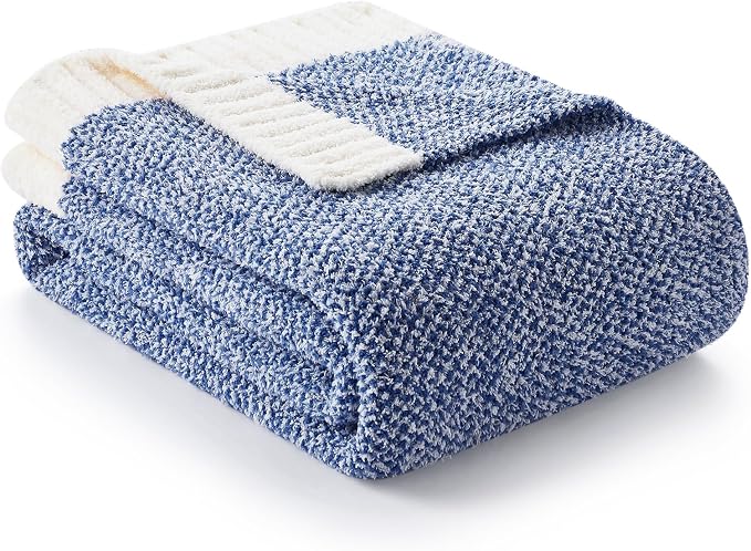 Snuggle Sac Royal Blue Throw Blankets for Couch, Super Soft Warm Blankets Cozy Knit Fuzzy Plush Lightweight Throws for Sofa, Bed,Living Room, Royal Blue, 50x60 inches