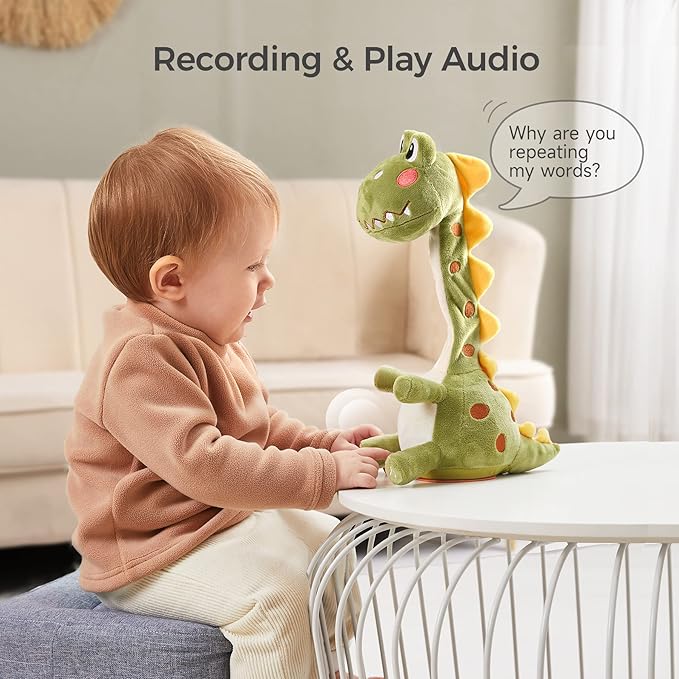 TUMAMA Dinosaur Dancing Interactive Baby Toy, Mimicking Twisted Electronic Soft Plush Toy with Talking Recording Repeat Talking, Talking Dinosaur Toys for Kids Over 3 Years Old