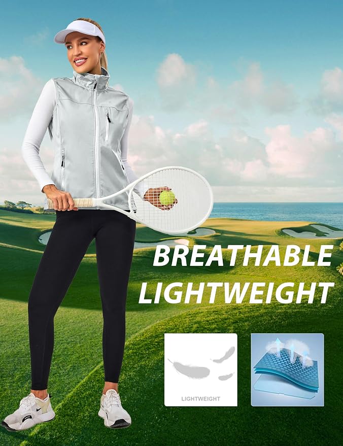 Little Donkey Andy Women's Lightweight Vest Windproof Sleeveless Jacket | Cycling Windproof Vest, Water-Repellent Stretch Shell, Lightweight Tennis Running Outerwear, Golf Hiking Workout Sleeveless