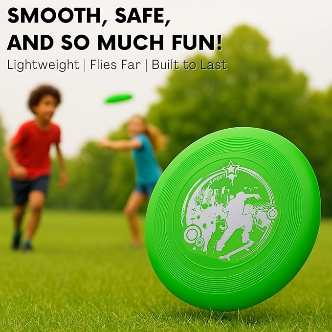 Liberty Imports 12 Pack: Plastic Flying Sports Discs Set for Outdoors Beach Backyard Throwing and Catching Activities, 9" Play Discs for Kids & Adults