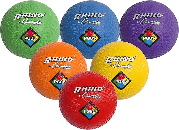 Champion Sports Playground Balls – Single Balls & Sets, Multiple Colors, Durable Nylon-Wound Construction for Kickball & Indoor/Outdoor Play