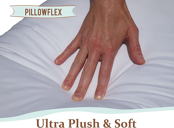 Pillowflex Synthetic Down Pillow Insert 12x24 in - Karate Chop Pillow | Set of 2 - Large Rectangle Sham Forms, Plush Polyester Cotton Blend, Cloud-Like Comfort, Clump-Resistant Fill, Smooth Finish