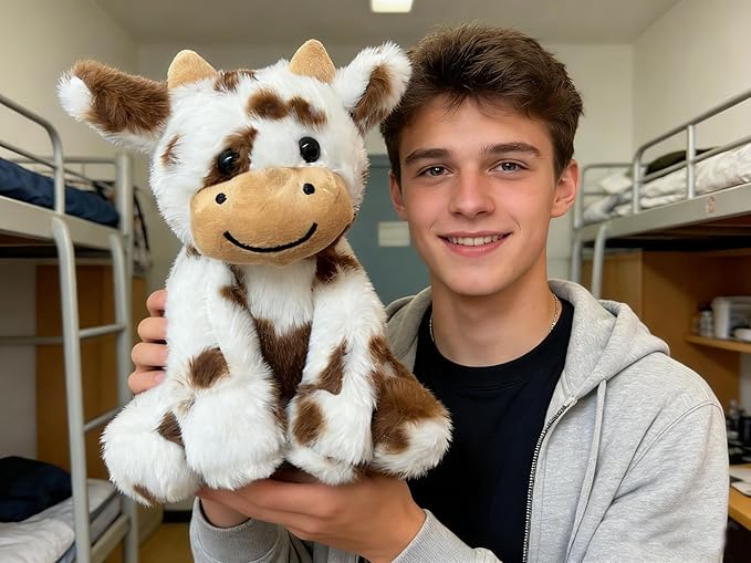 Cute Cow Plush Stuffed Animal Doll Toy 8 inch for Girls Boys One Pieces （Each one has a Different Pattern） (sit Cow bd Brown