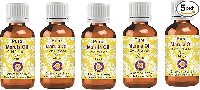 Deve Herbes Pure Marula Oil (Sclerocarya birrea) Cold Pressed (Pack of Five) 100ml X 5 (16.9 oz)