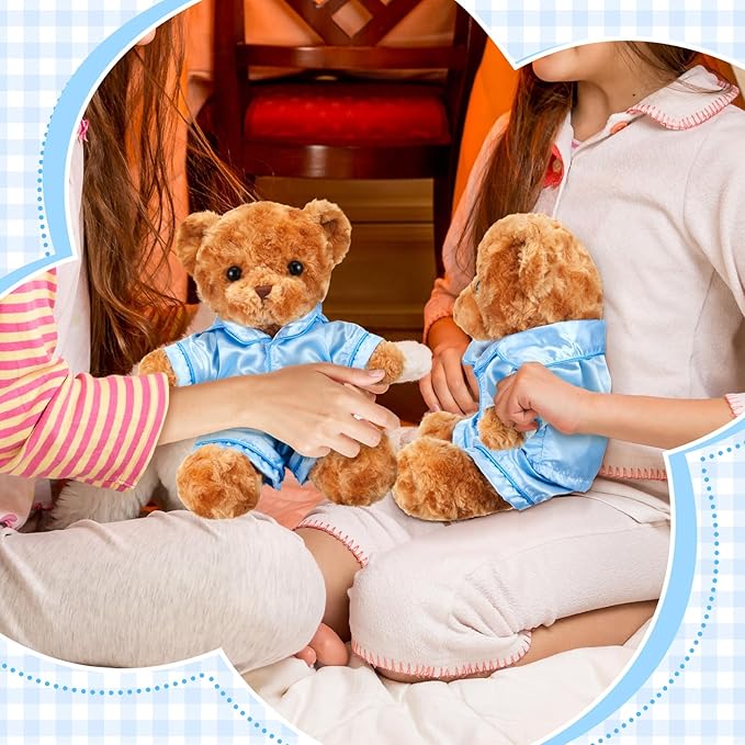 2 Pcs Bear Clothes Outfit Fit Most 12-16 Inch Stuffed Clothing Cute Plush Doll Clothes Plushy Bear Pajamas for Stuffed Make Your Own Plush Bears(Solid Style,Light Blue)