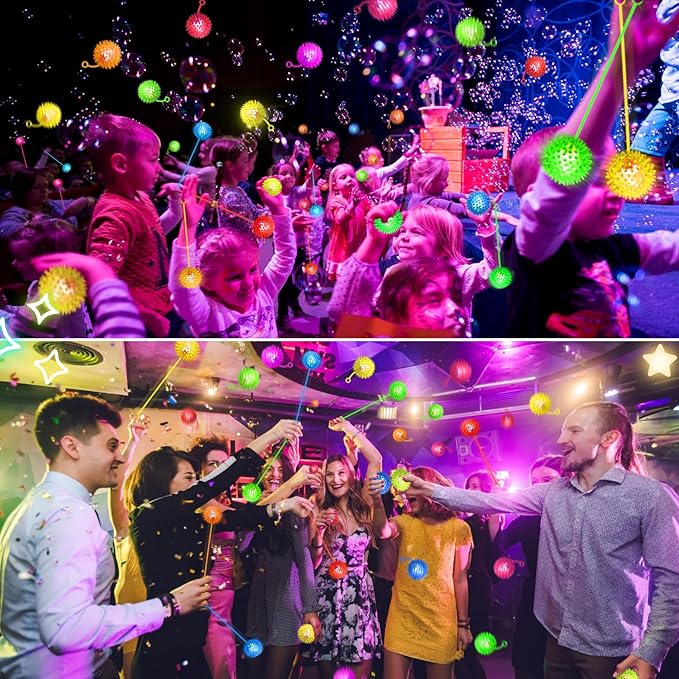 24PCS Glow in The Dark Party Supplies, Light Up Balls for Kids, Balls for Toddlers 1-3, 6 Colors LED Flashing Squeaky Ball, 2.55inch Light Up Toys, Fidget Sensory Toys, Halloween Party Favors