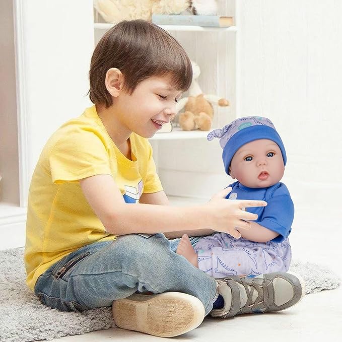 Milidool Lifelike Reborn Baby Dolls Boy - 18-Inch Baby Soft Body Realistic-Newborn Baby Dolls Cloth Body Real Life Baby Dolls with Toy Accessories for Kids Age 3 4 5 6 7 +