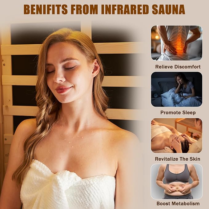 Infrared Sauna 1 Person Sauna Low EMF Far Infrared Sauna Personal Indoor Dry Sauna Room with Speaker 7 Color Lights for Home Gym Spa 1200W 120V 35.2" × 27.6" × 61.6 "