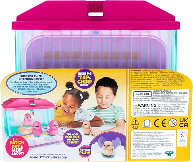 Little Live Pets Toy Chicken Coop, Interactive Hutch Animal Playset with 1 Surprise Baby, 20+ Sounds– Outdoor Toys for 5+ Year Old Girls