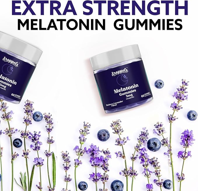 Droppels Melatonin Gummies for Adults – 5mg Sleep Support, Vegan & Plant-Based with Chamomile, Natural Sleep Aid for Falling Asleep Faster & Staying Asleep (60 Count)