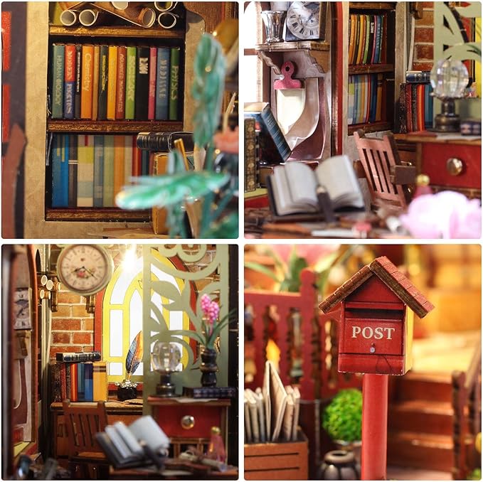 Foyucool DIY Miniature House Kit, Dollhouse Kit with Music and LED Light, Mini House Building Kits for for Adult to Building, Christmas Home Decorations Gifts for Family and Friends, Bookhouse