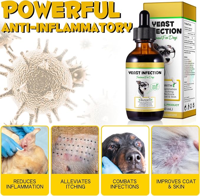 VOSIFSDIY Yeast Infection Treatment for Dogs, Natural Dog Yeast Infection Treatment Supports Itch Relief, Ear Infection, Allergy Relief, Pet Supplies Dog Herbal Supplement, Bacon Flavor