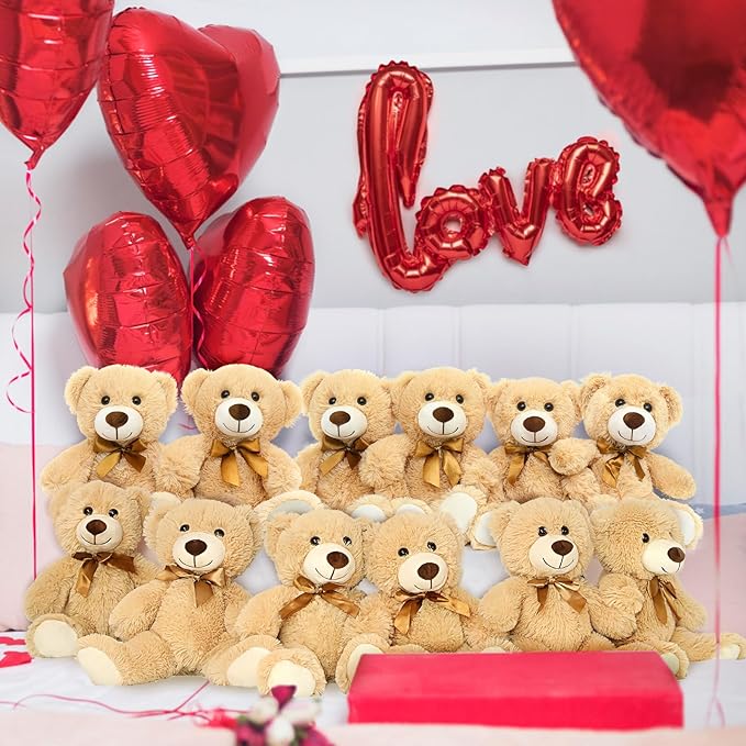 MorisMos Teddy Bears Bulk 24 Packs, Teddy Bear Stuffed Animal Bulk 14 in, Small Teddy Bears for Baby Shower, Kids, Girls, Boys, Light Brown
