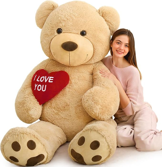 MaoGoLan Giant Teddy Bear - 6 Feet Red Heart Big Brown Stuffed Animal - Huge Valentines Teddy Bear for Loved Ones - Anniversary, Birthday