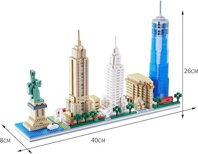 City Architecture New York Skyline Micro Building Blocks Set for Adults NYC Skyline Collection Model Kit for Teens Kids Age of 14+ 3452 Pieces