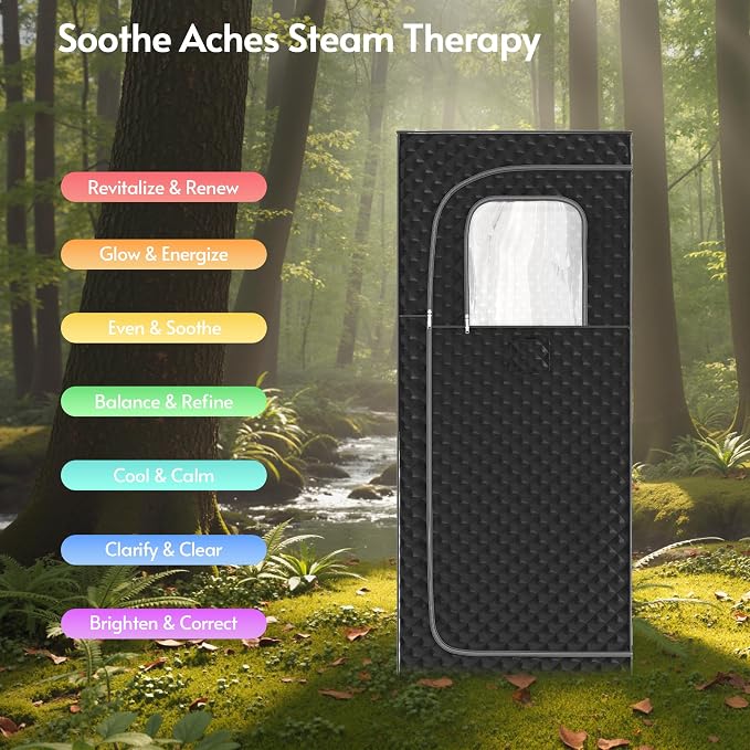 Portable Steam Sauna at Home 1 Person, Low EMF 1200W Fast Heating Sauna Box, Indoor Dry Sauna with Foldable Chair for Home, Gym (2.6Lx2.6Wx6H Ft)