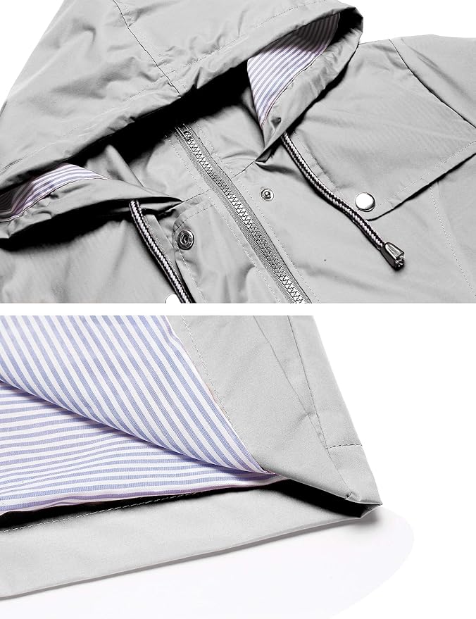 LOMON Raincoat Women Waterproof Long Hooded Trench Coats Lined Windbreaker Travel Jacket S-XXL
