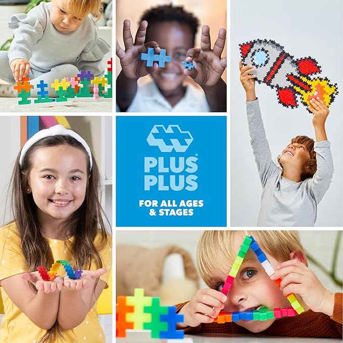 PLUS PLUS 240 Piece Interlocking Building Blocks for Kids, Open Ended Connecting Toys, STEM Bin Classroom Mini Manipulatives - Pearl Mix Play Tube