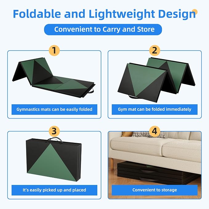 Polar Aurora 4'x10'x2 Thick Folding Gymnastics Exercise Mat Aerobics Stretching Yoga Mats