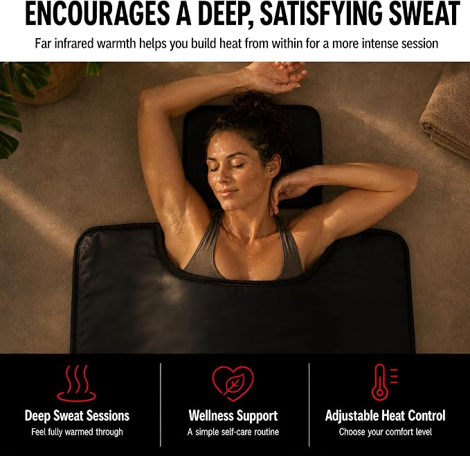 Portable Infrared Sauna Blanket for Home, Carbon Fiber Far Infrared Heating, Low EMF Full Body Sauna Blanket with Washable Towel Insert, Carry Bag & Digital Controller, Relaxation & Recovery