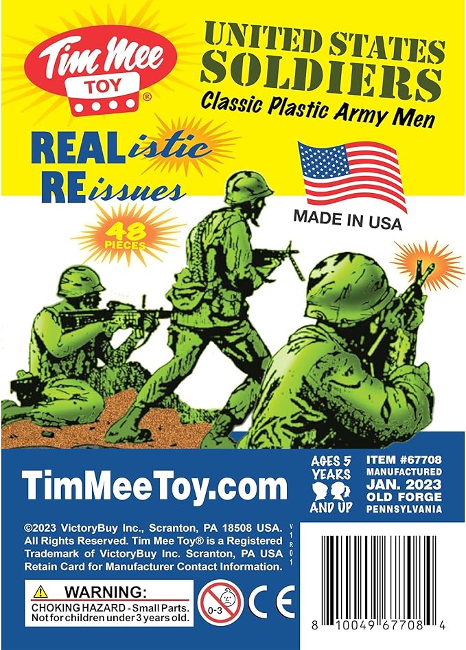 TimMee Plastic Army Men - Lime Green 48pc Toy Soldier Figures - Made in USA