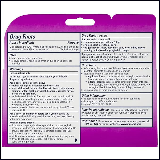 Monistat 7 Day Yeast Infection Treatment for Women, 7 Miconazole Cream Applications with Disposable Applicators + 10 fl oz Boric Acid Feminine Cleanser