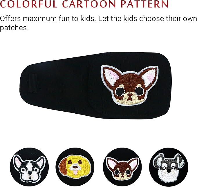 Astropic Cotton & Silk Eye Patch for Kids Glasses (Right Eye, Chihuahua)