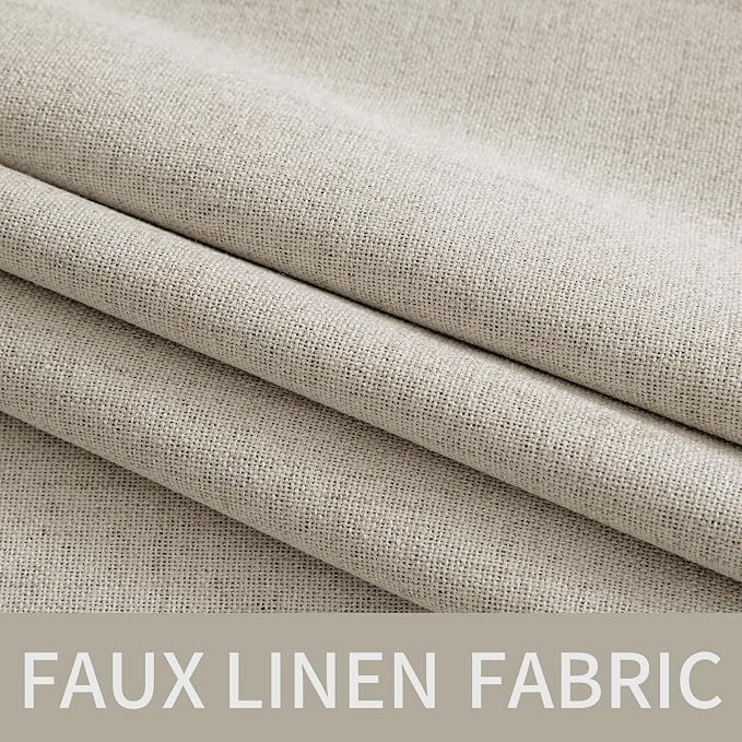 MIULEE 100% Blackout Linen Curtains for Bedroom Thermal Insulated Cobblestone Grommet Room Darkening Curtains & Drapes for Living Room 52 x 84 Inch (2 Panels)