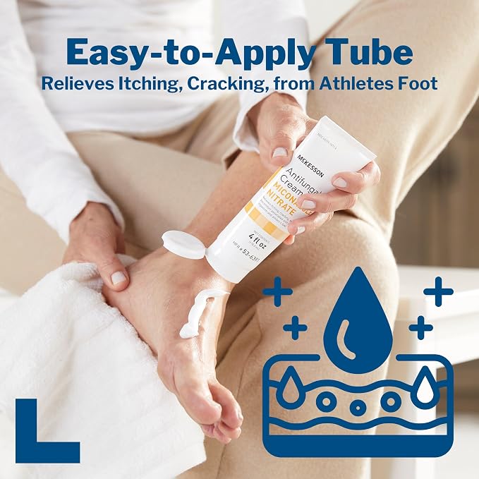McKesson Antifungal Cream, 4 oz, 12 ct | 2% Miconazole Nitrate, Relieves Itching, Burning, Cracking from Jock Itch, Ringworm and Athlete ft