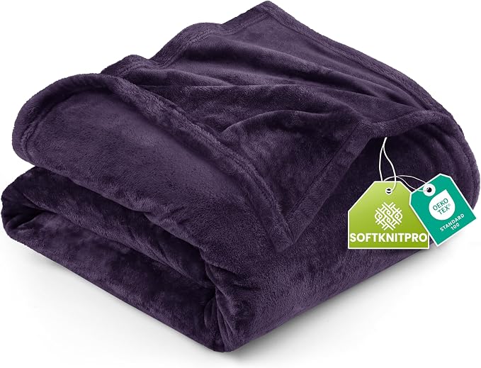 Utopia Bedding Ultra Soft Fleece Bed Blanket Queen Size Purple (90x90 Inch) | Microfiber Plush Warm Lightweight Breathable Cozy Blanket Anti-Static, All Season Use, Gift for Women and Men